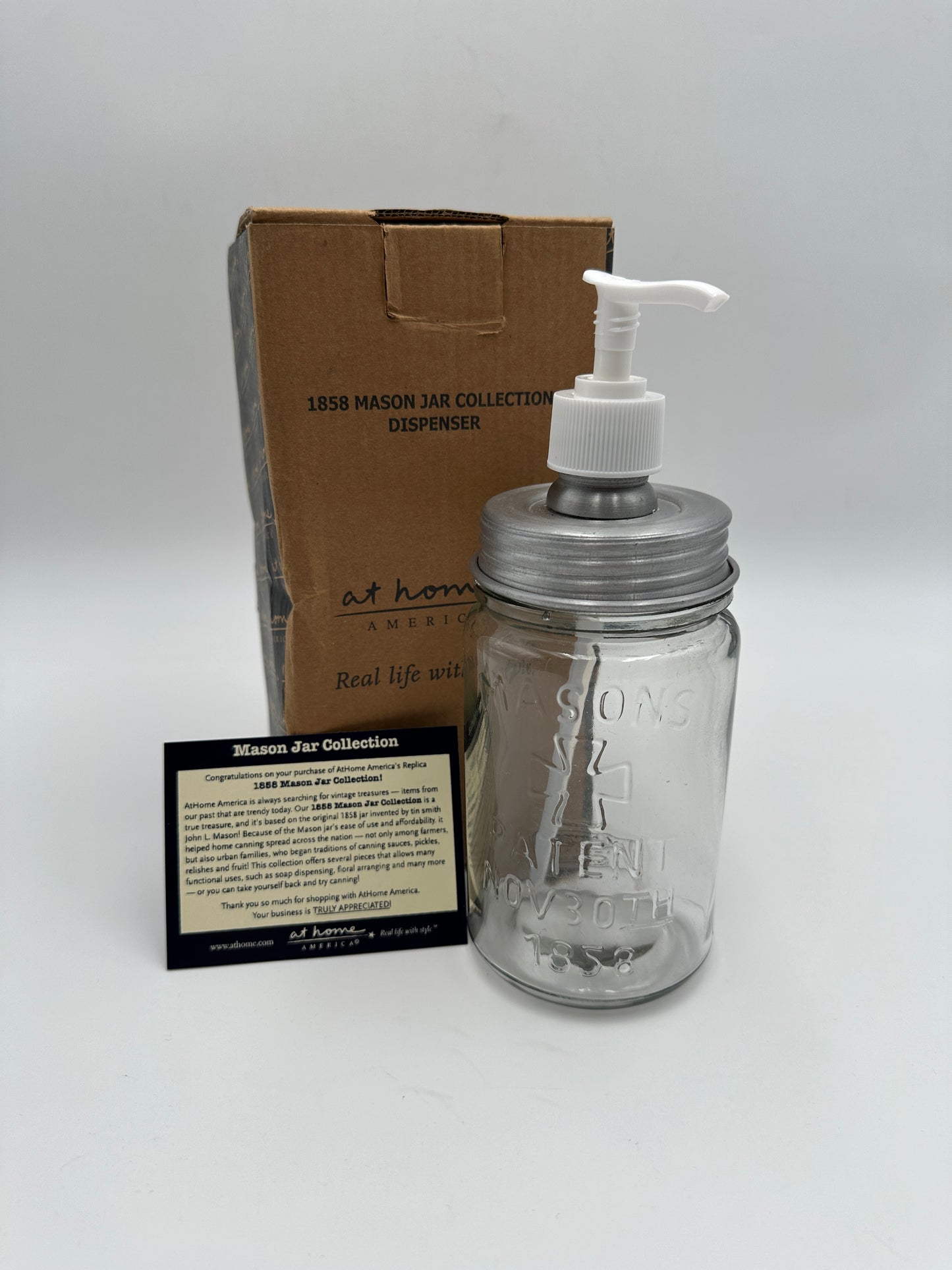 AtHome America 1858 Mason Jar Collection Dispenser, new in box