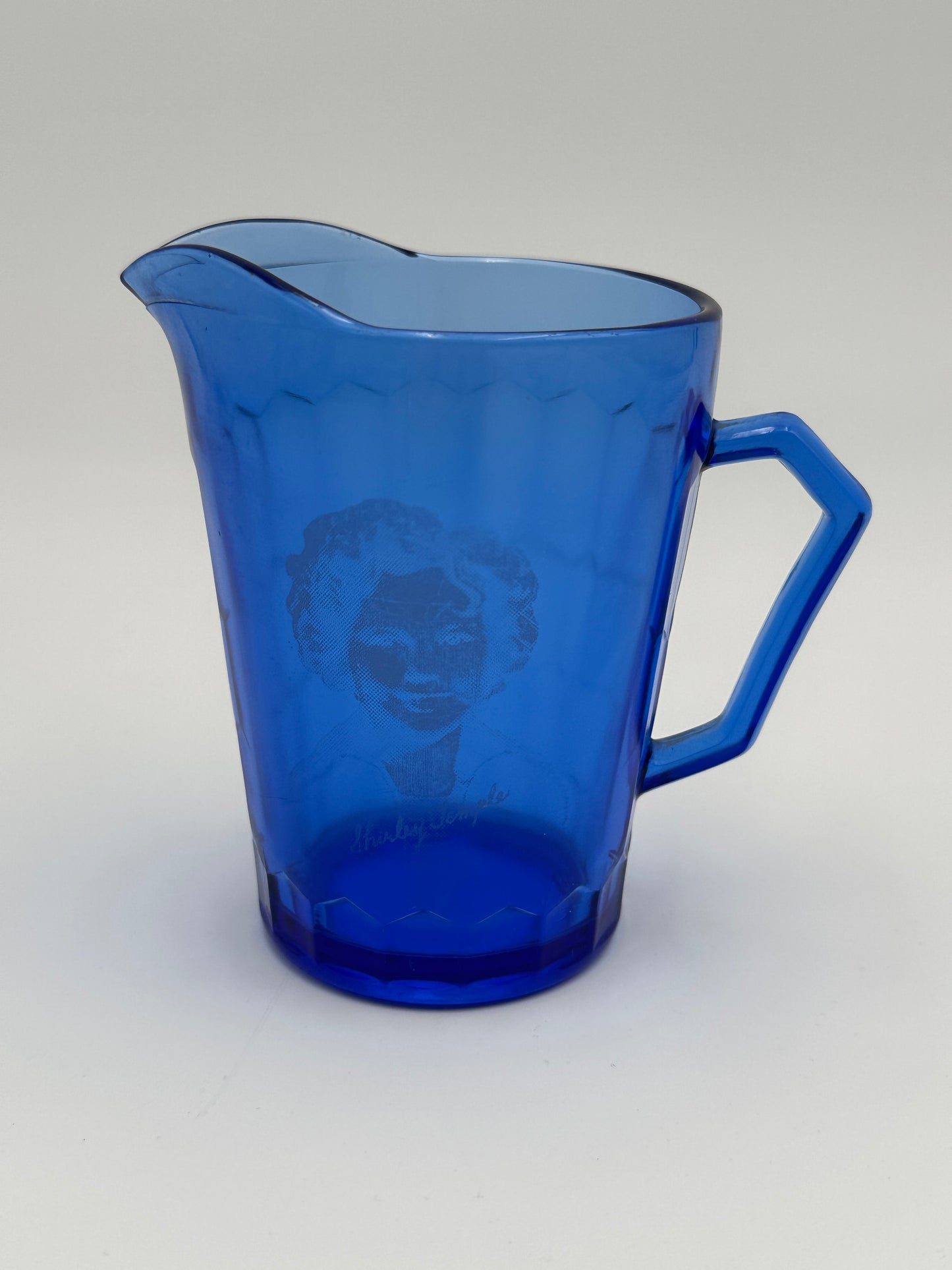 Cobalt Blue Glass Vintage Shirley Temple Collectable Milk Pitcher