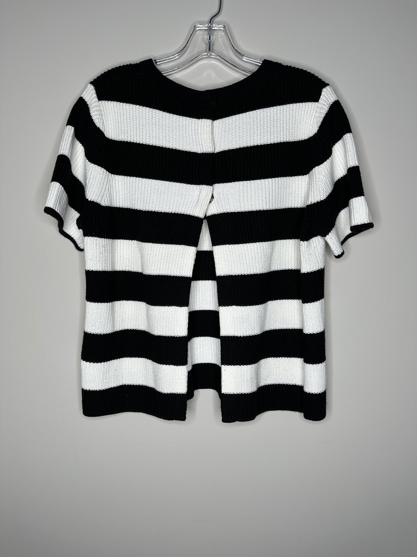 Banana Republic Size M Black & White Striped Short Sleeve Open-Back Sweater