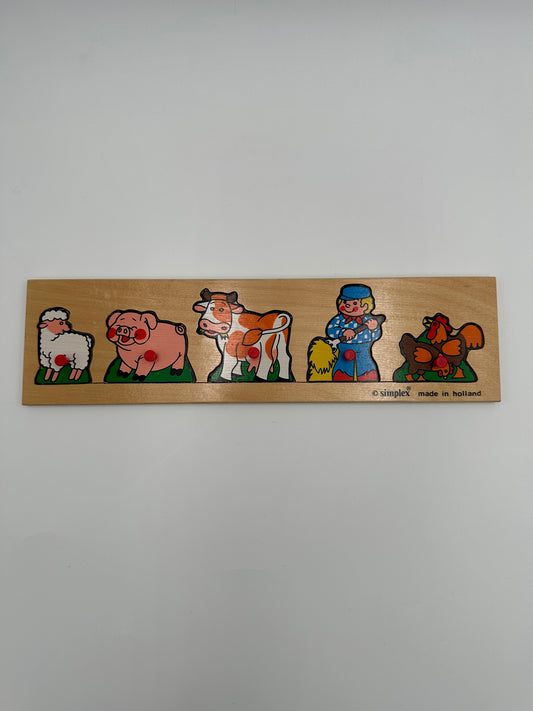 Simplex Vintage Pegged Puzzle Chunky Puzzle, Animals + Farmer