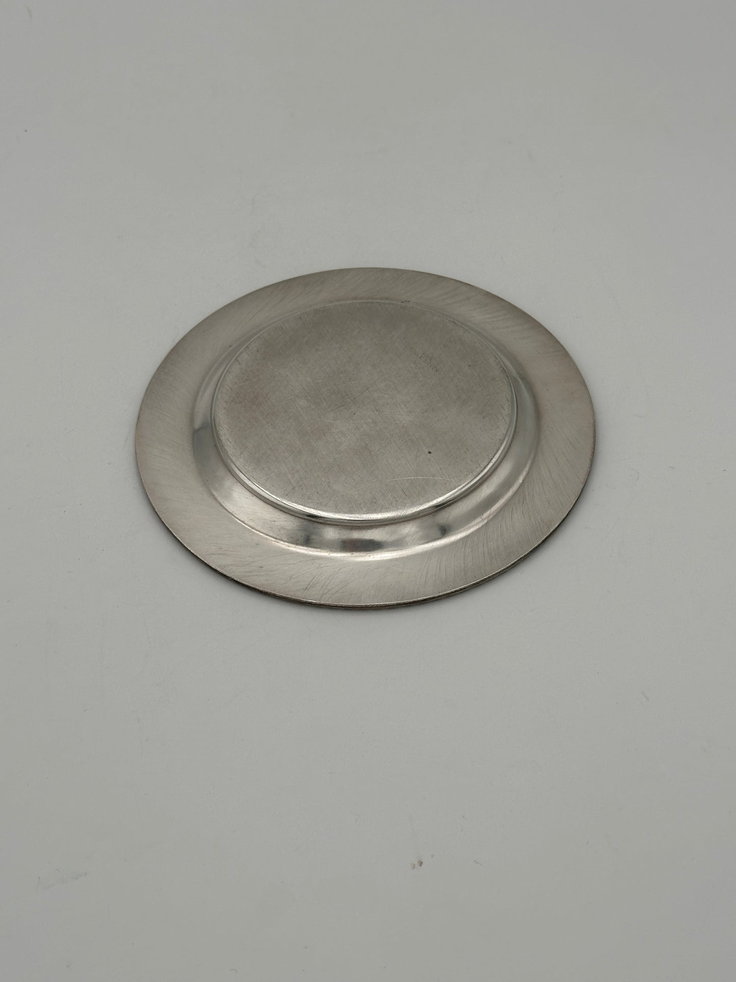 Poole Silver-Plated Small Round Plate with Textured Edge