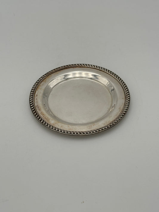 Poole Silver-Plated Small Round Plate with Textured Edge