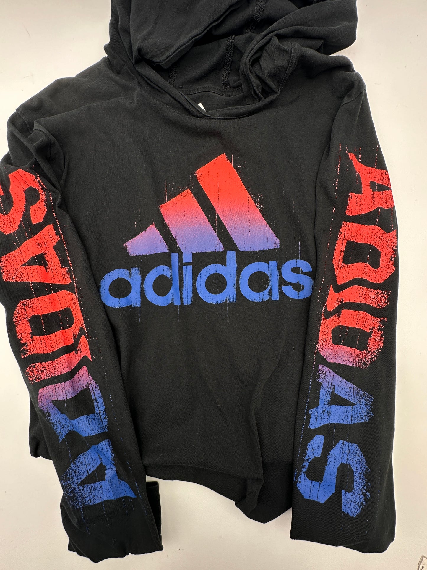 Adidas Youth Size XL (18/20) Black Long Sleeve Logo Pullover Hoodie