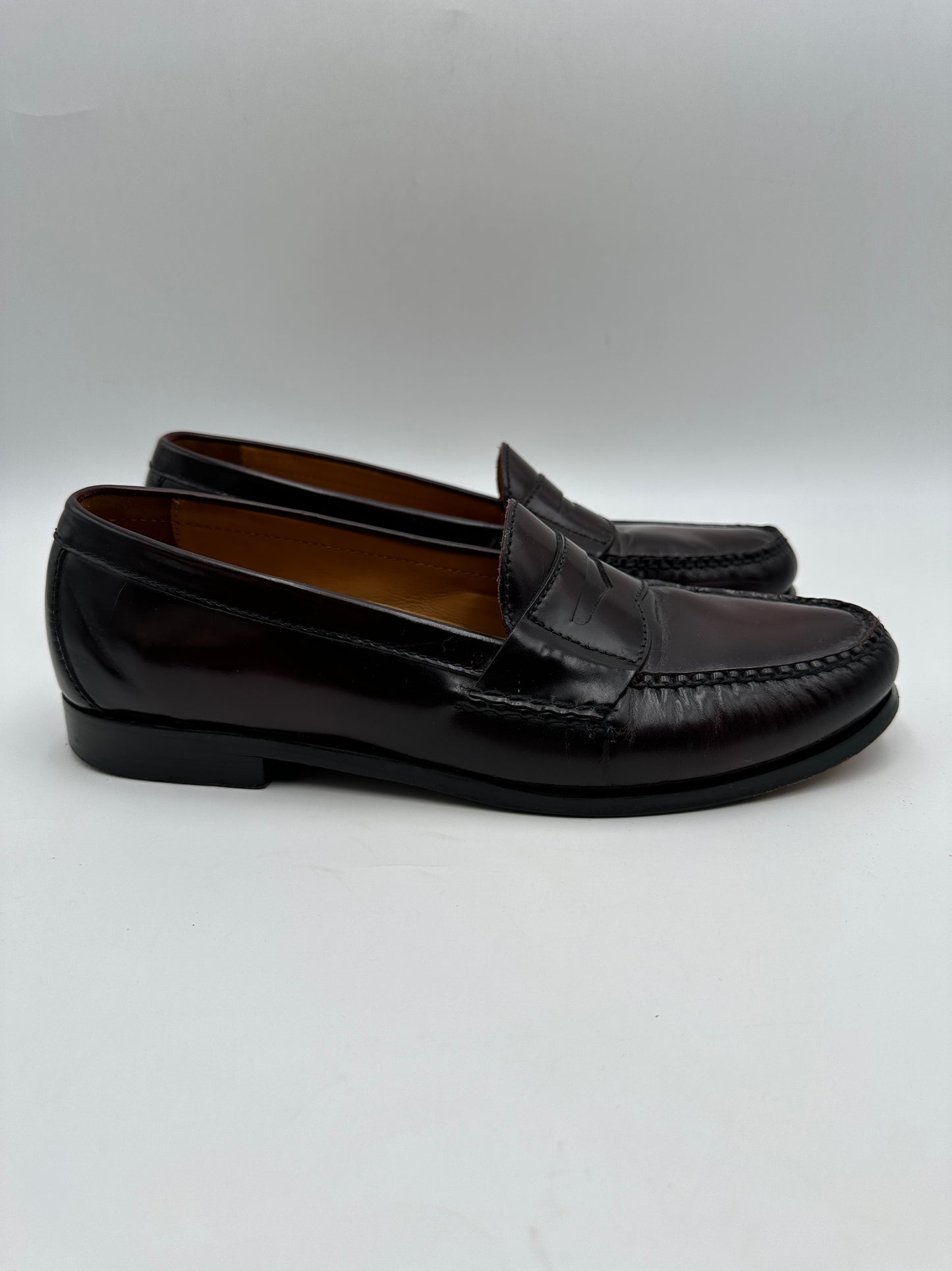 Cole Haan Size 11.5M Burgundy Brown Leather‎ Penny Loafers Nike Air Comfort Shoes