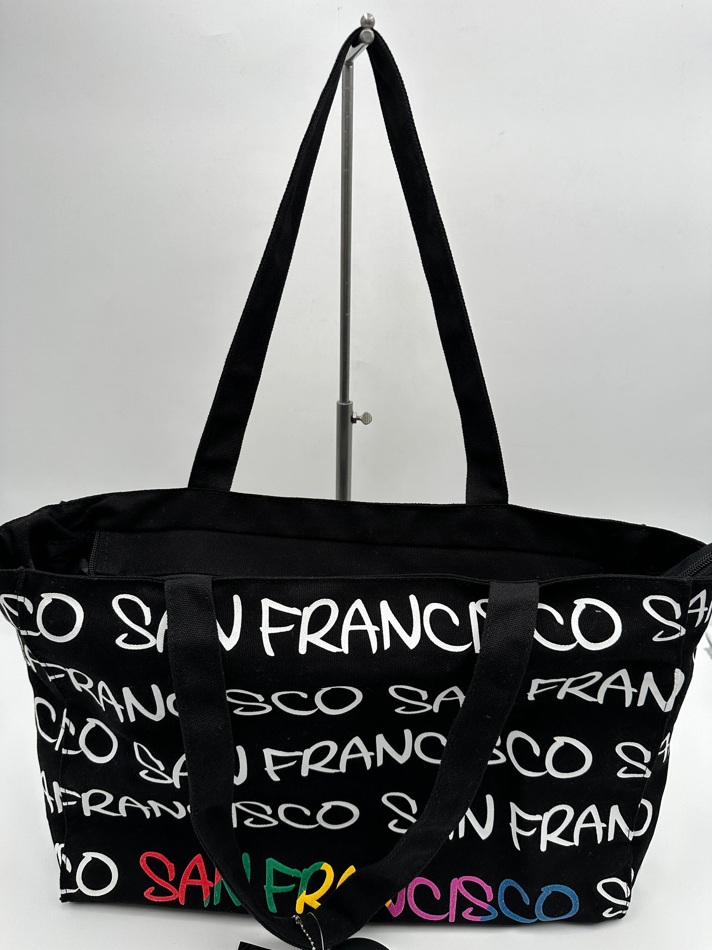 Robin Ruth Black with White "San Francisco" Canvas Tote Bag, new/NWT