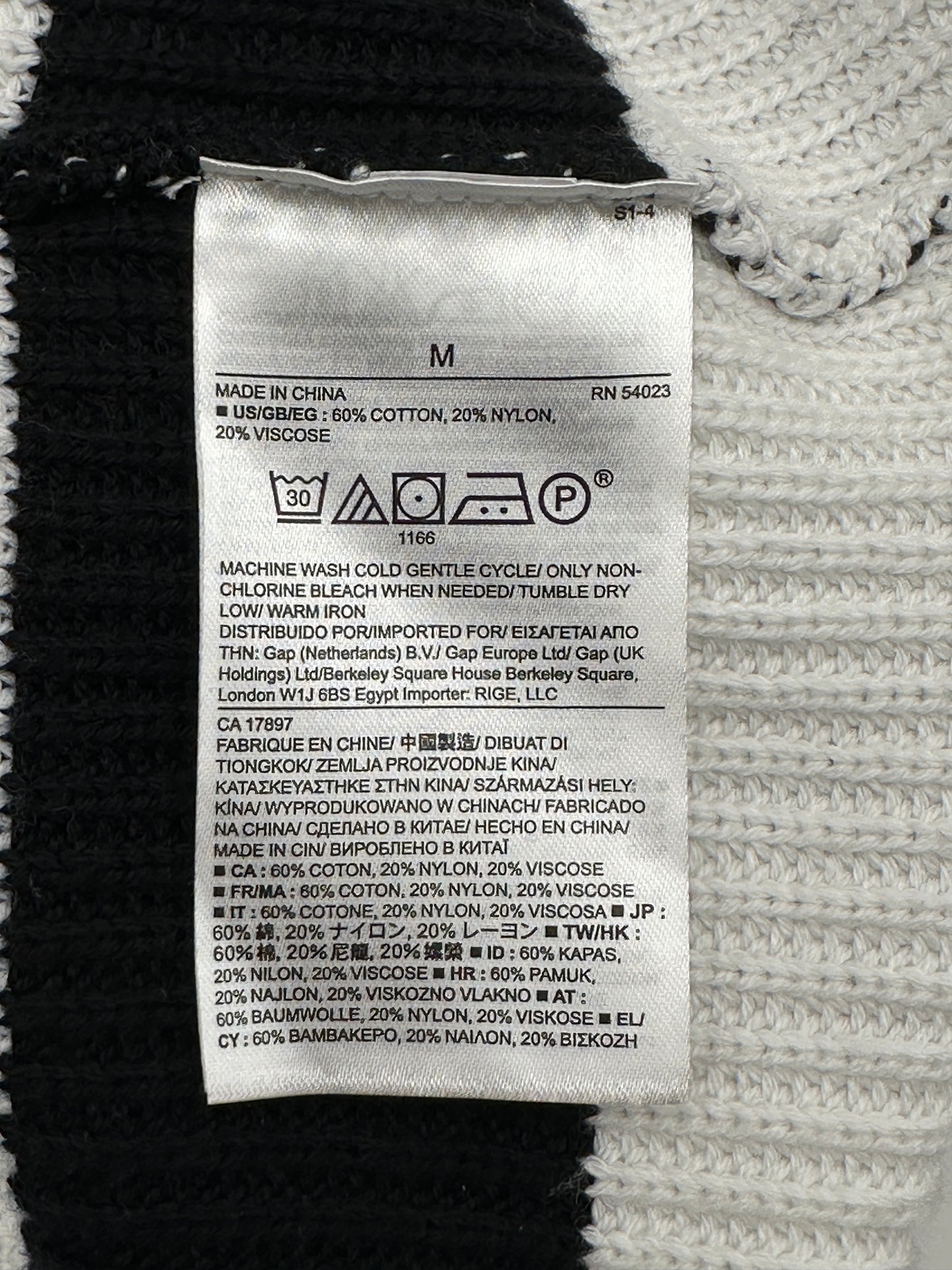 Banana Republic Size M Black & White Striped Short Sleeve Open-Back Sweater