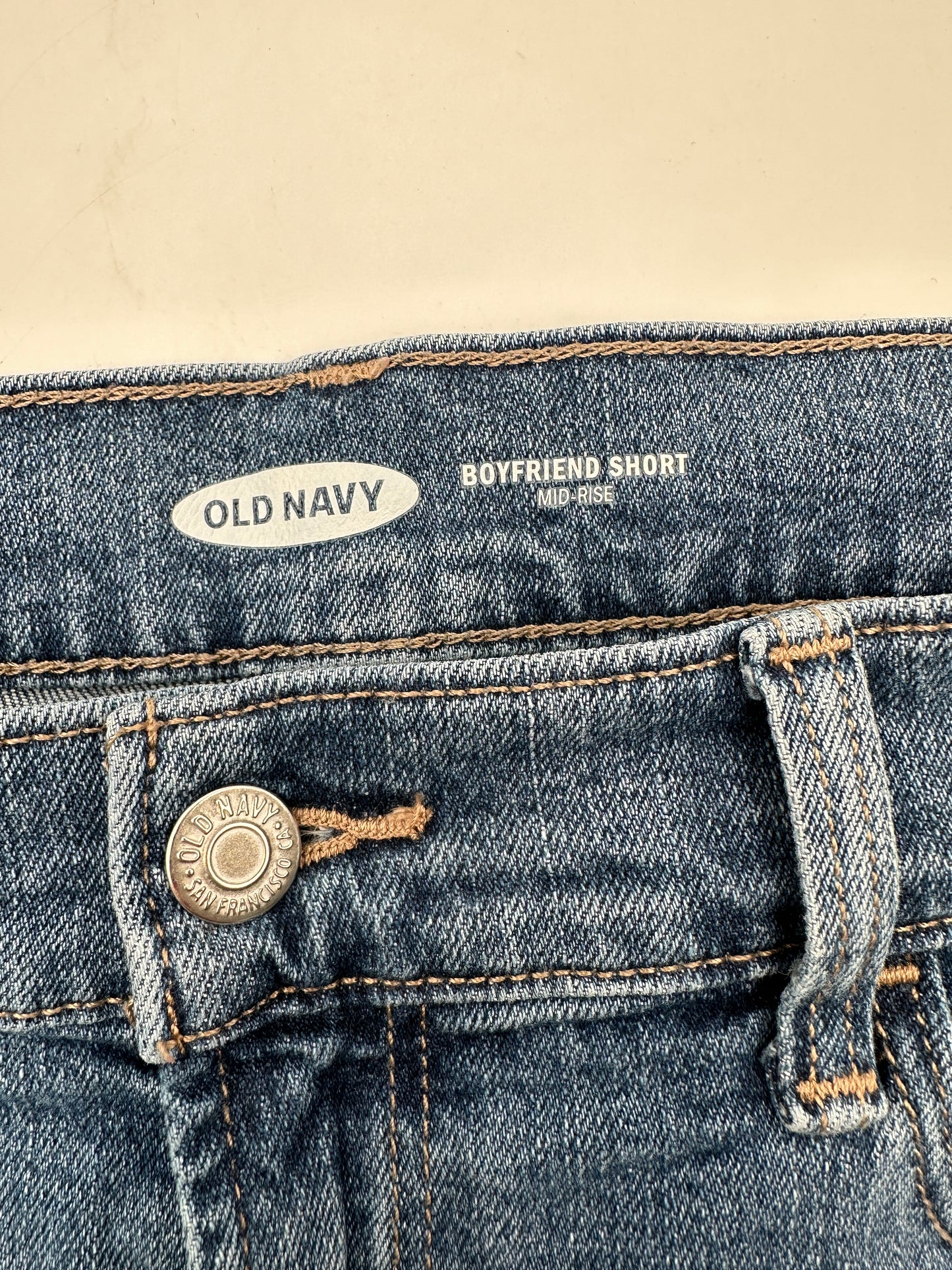 Old Navy Size 10 Blue Medium Wash Mid-Rise Boyfriend Denim Shorts