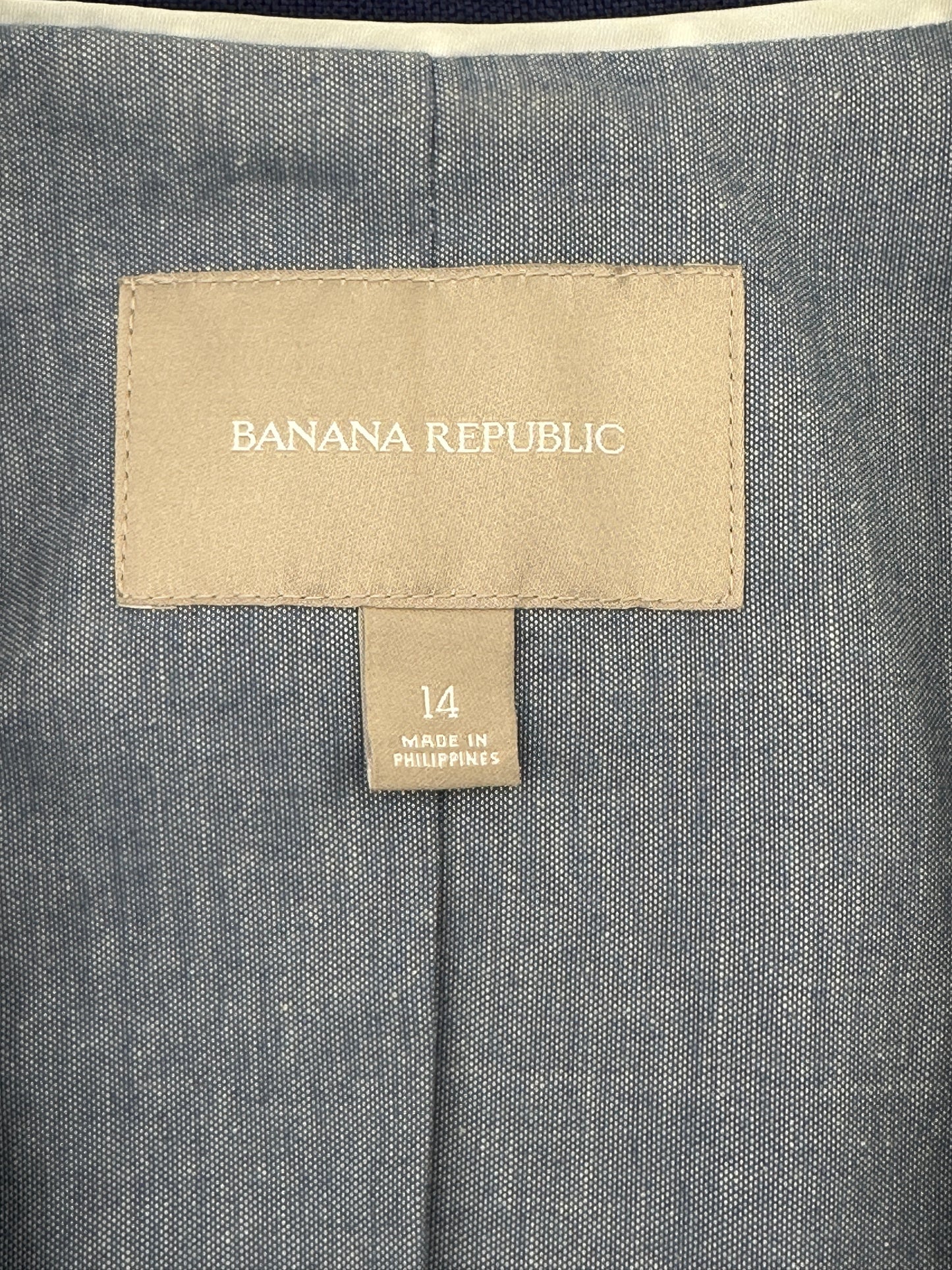 Banana Republic Size 14 Navy Blue w/White Polka Dots Blazer Jacket