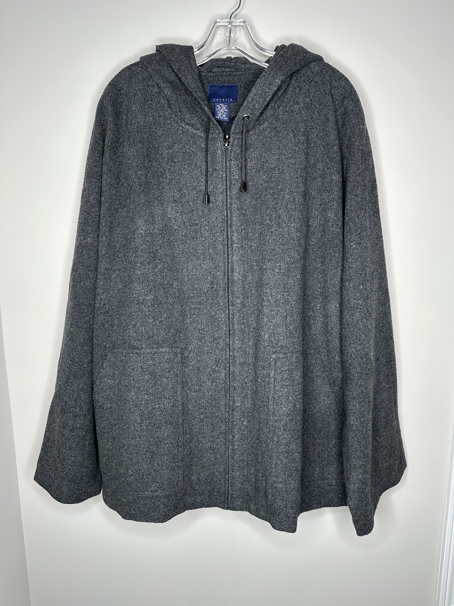 Venezia Size 26/28 Gray Grey Acrylic Blend Hooded Jacket