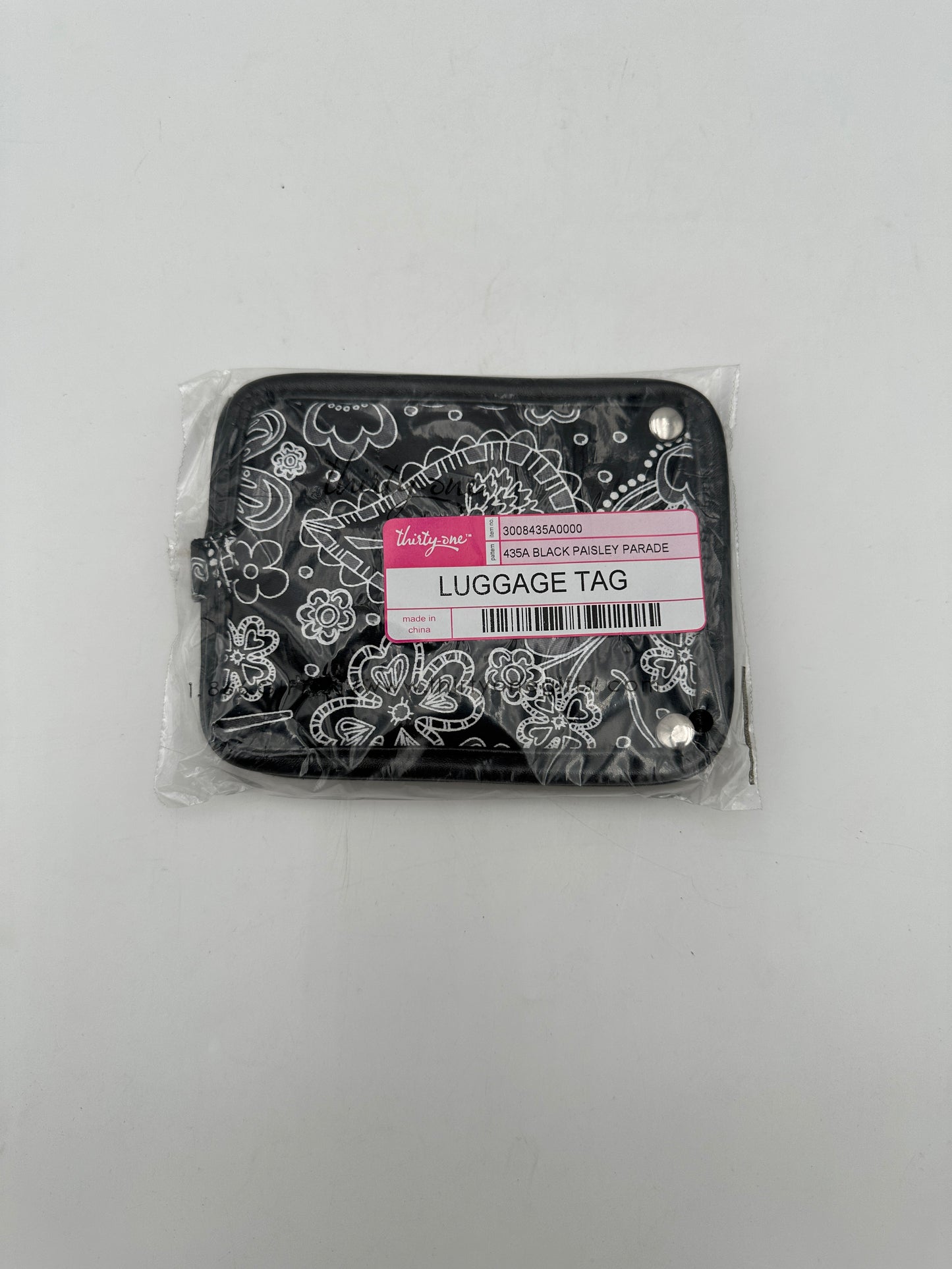 Thirty-One Black Paisley Parade Luggage Tag, new in package (currently have 2)