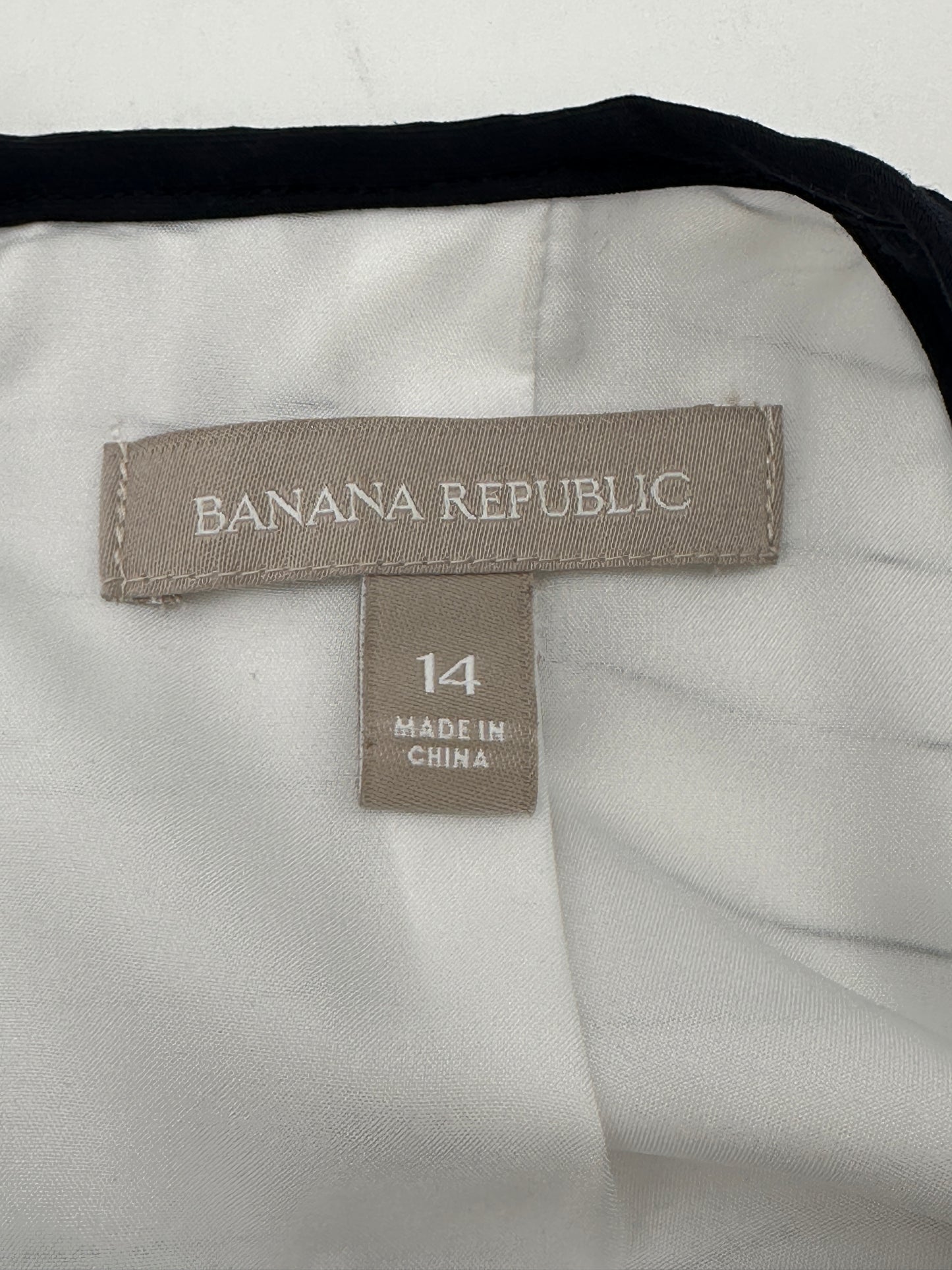 Banana Republic Size 14 White & Navy Blue Striped Sleeveless A-Line Dress