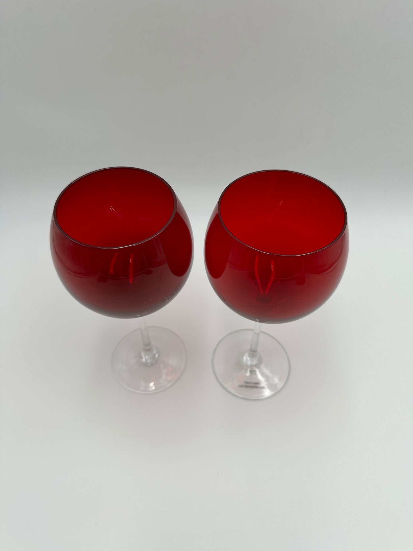 Red Wine Glass with Clear Stem, set of 2