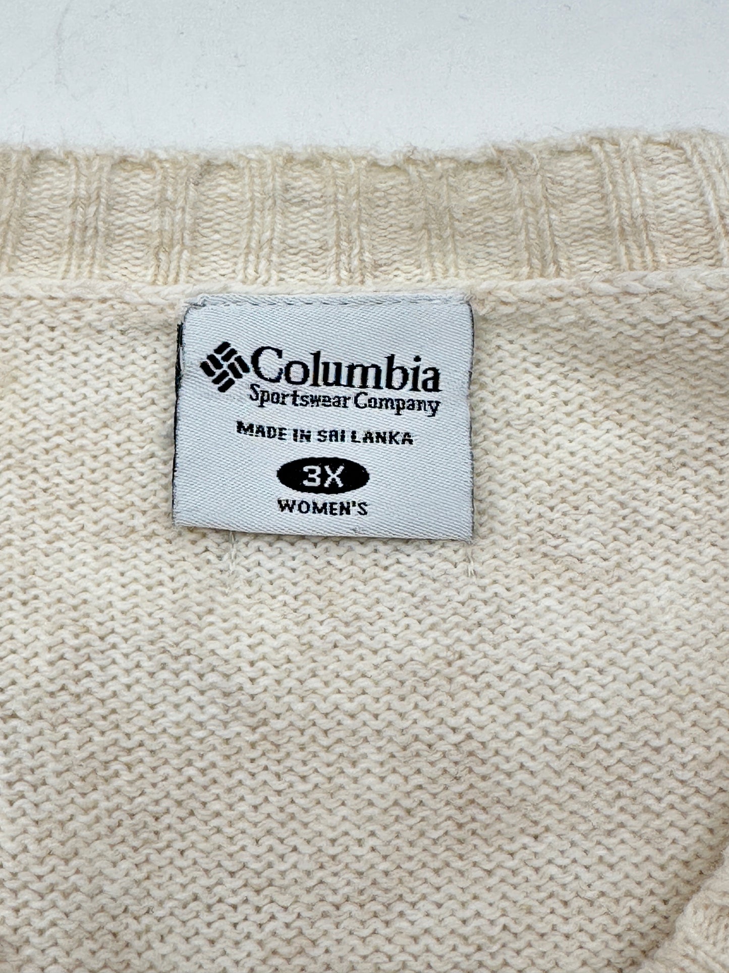 Columbia Size 3X Off White Round Neck Angora-Blend Sweater