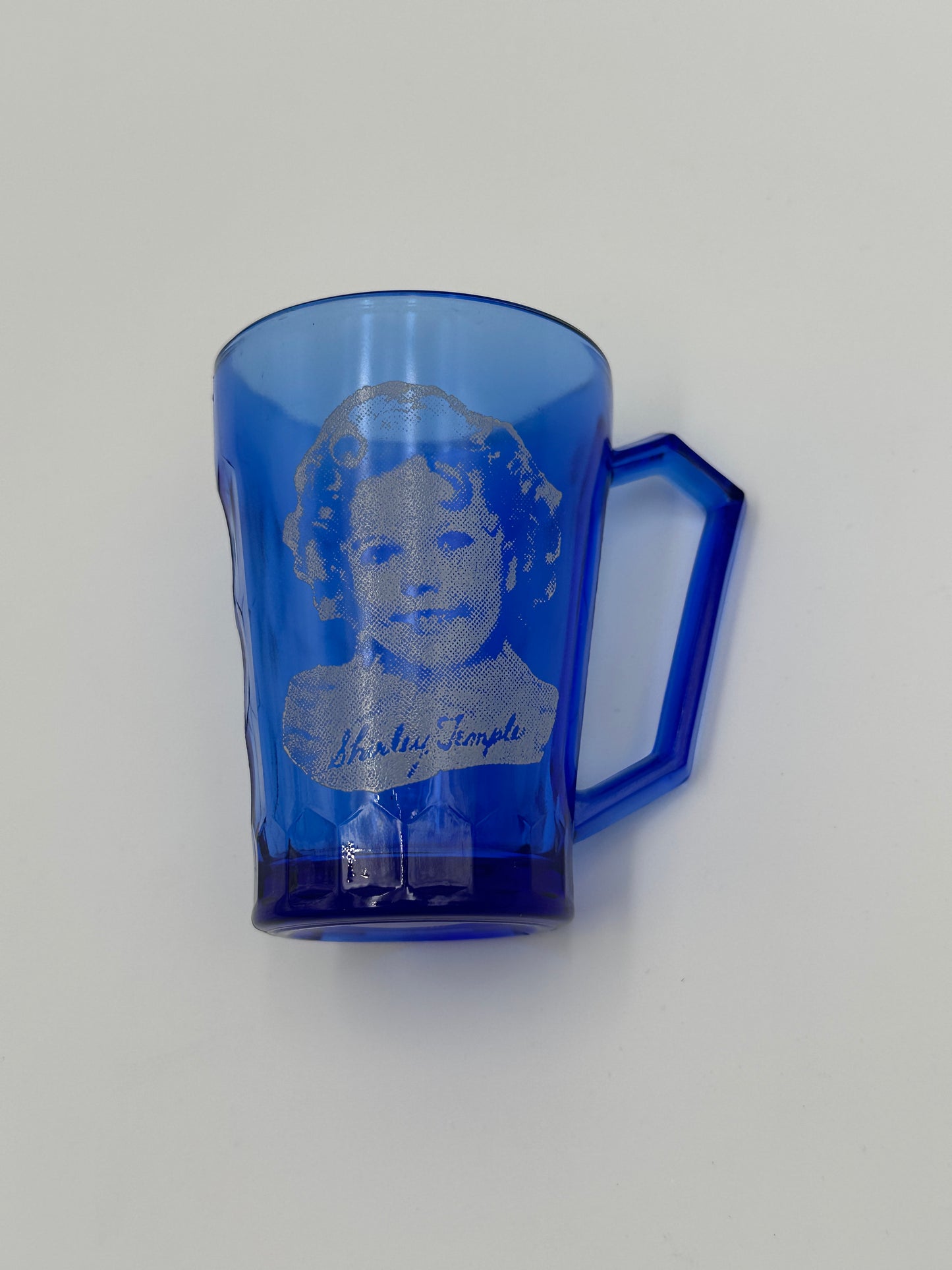 Cobalt Blue Glass Vintage Shirley Temple Collectable Cup Mug Glass