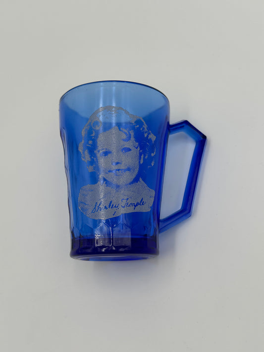 Cobalt Blue Glass Vintage Shirley Temple Collectable Cup Mug Glass