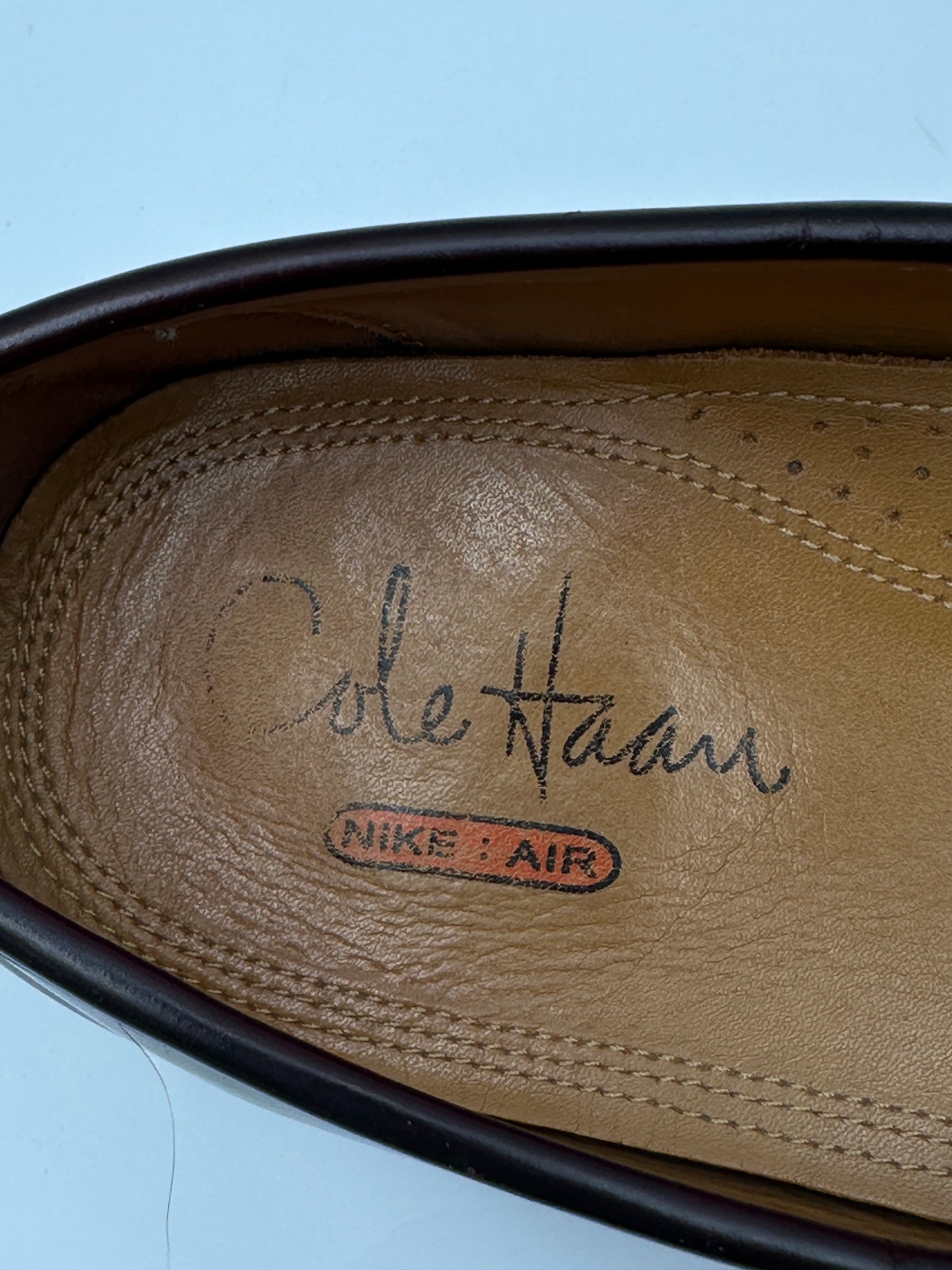 Cole Haan Size 11.5M Burgundy Brown Leather‎ Penny Loafers Nike Air Comfort Shoes