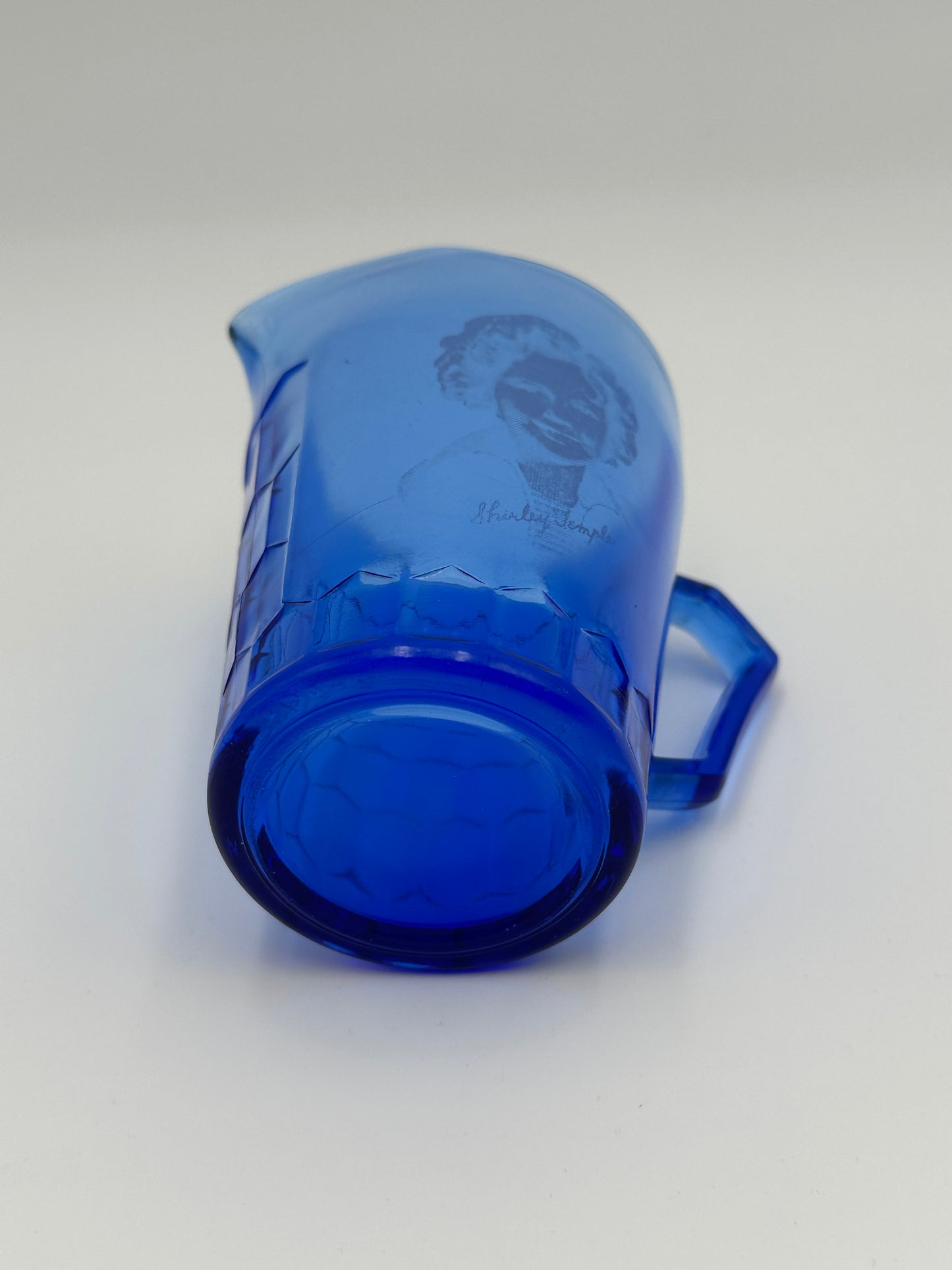 Cobalt Blue Glass Vintage Shirley Temple Collectable Milk Pitcher