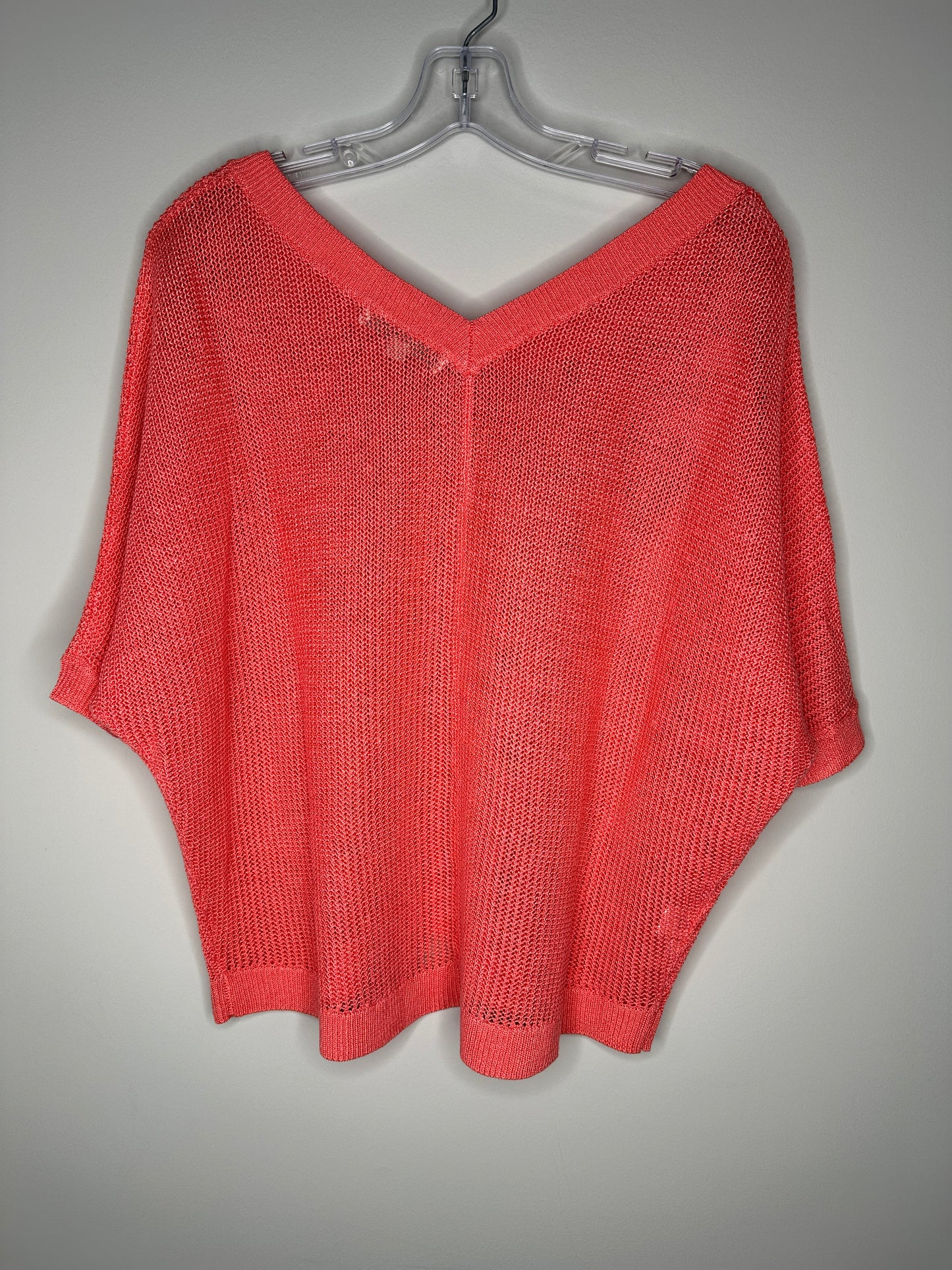 Ann Taylor LOFT Size M Coral Orange Loose-Knit Sweater Cover Up