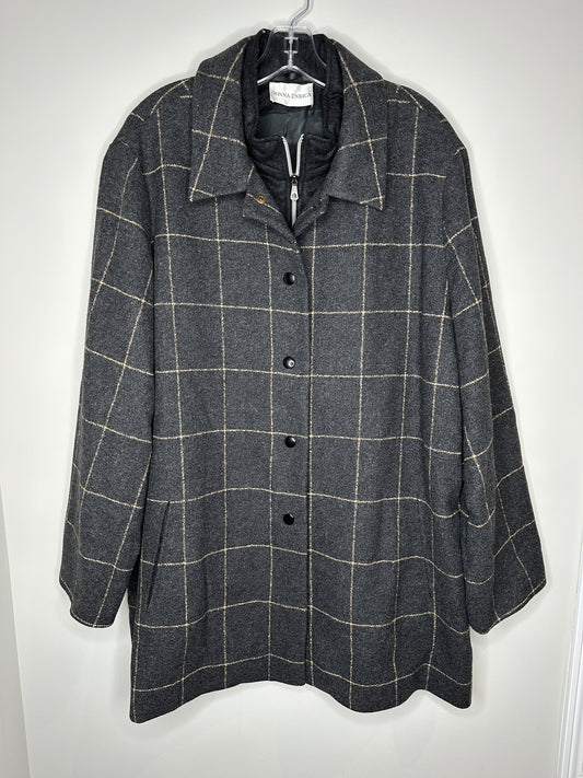 Donna Enrica Size 28 Gray Grey Wood Blend Jacket Coat