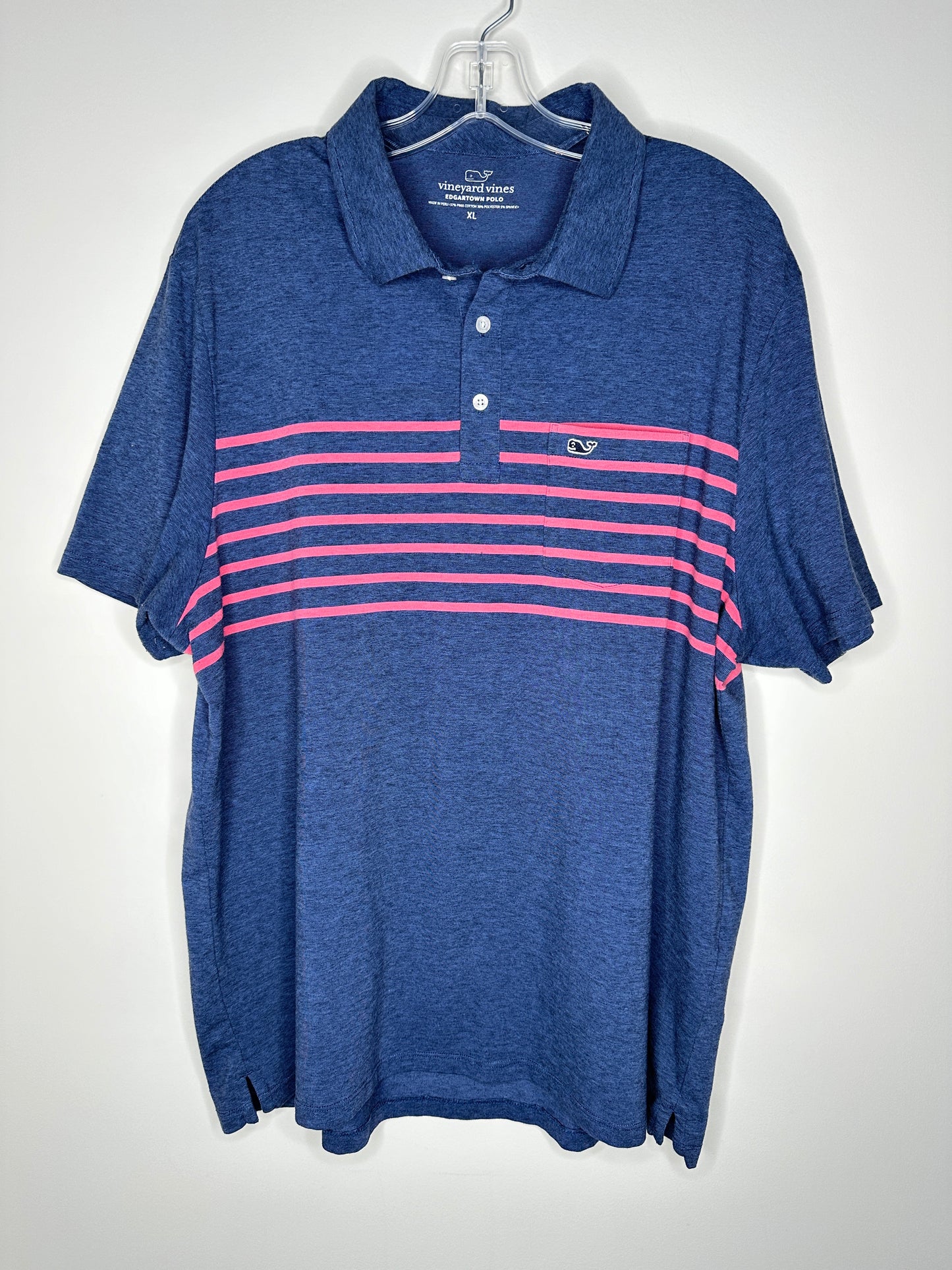 Vineyard Vines Men's Size XL Navy Blue with Red Stripes Edgartown Polo