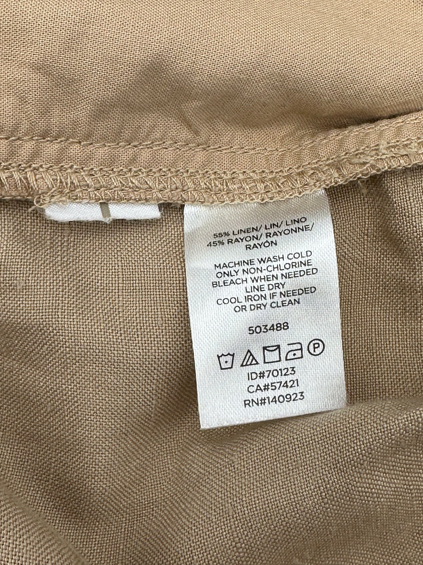 LOFT Size M Tan Linen-Blend Paper Bag Shorts