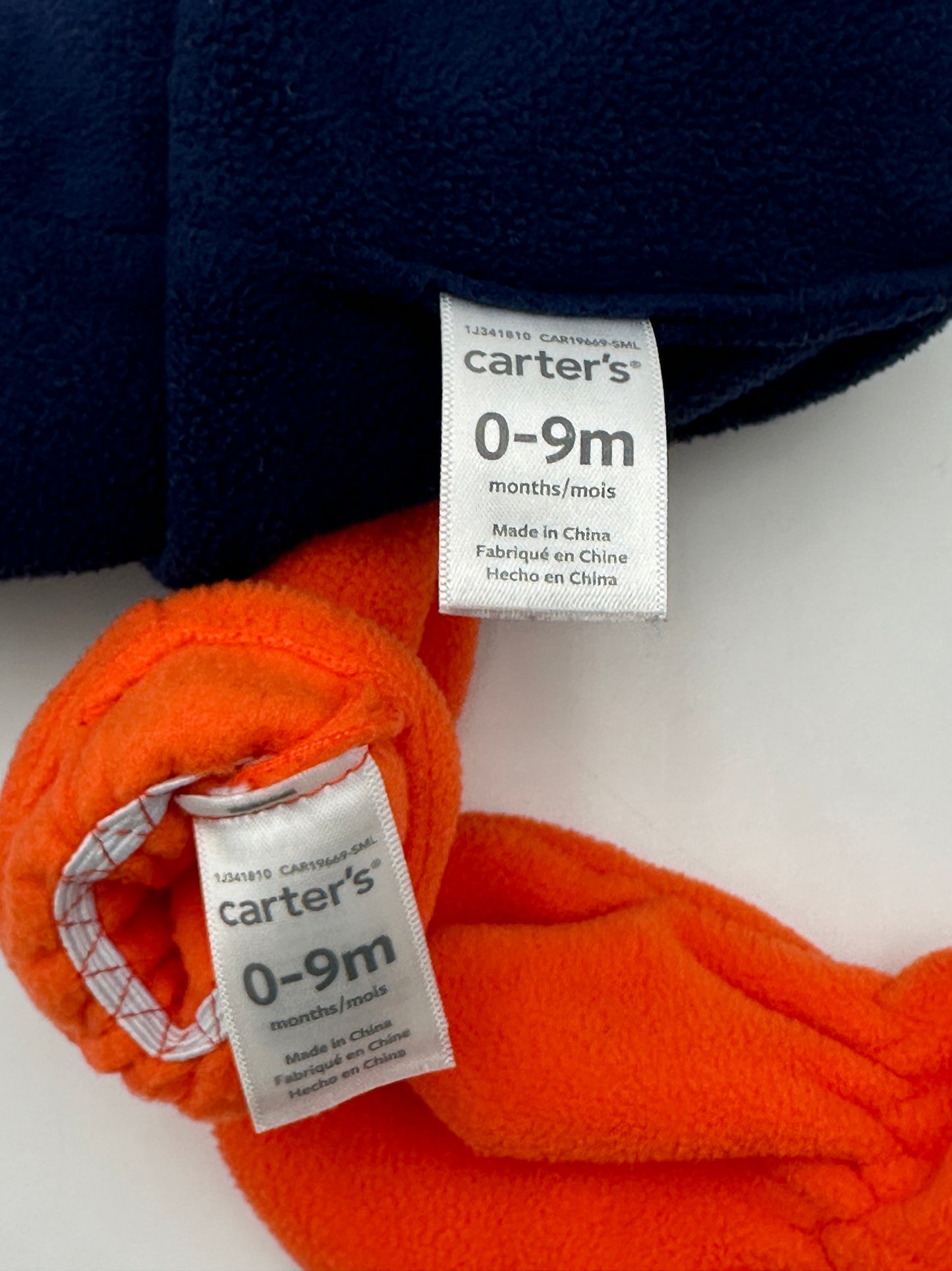 Carter's Size 0-9 M Orange Fleece Fox Hat & Mitten Set