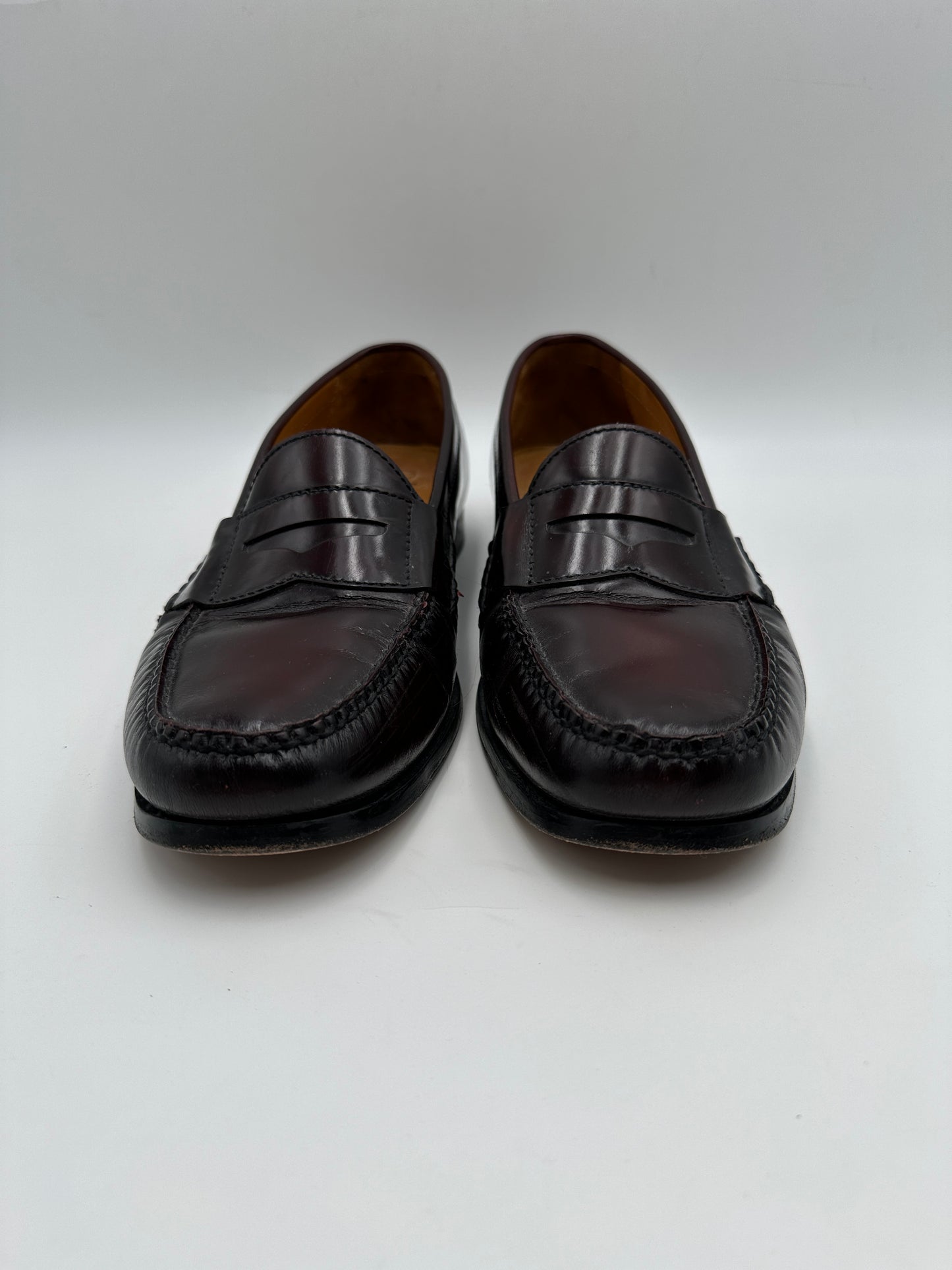 Cole Haan Size 11.5M Burgundy Brown Leather‎ Penny Loafers Nike Air Comfort Shoes