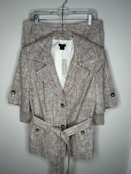 Ann Taylor Brown Heather Linen Blend Skirt Suit Skirt & Jacket (Size 14 Jacket, Size 12 Skirt), new/NWT