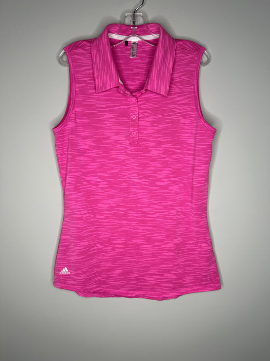 Adidas Size S Heathered Pink Sleeveless Spacedye Golf Polo