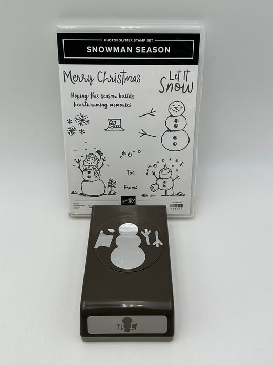Stampin' Up! Snowman Season Photopolymer Stamp Set + Snowman Builder Punch, EUC
