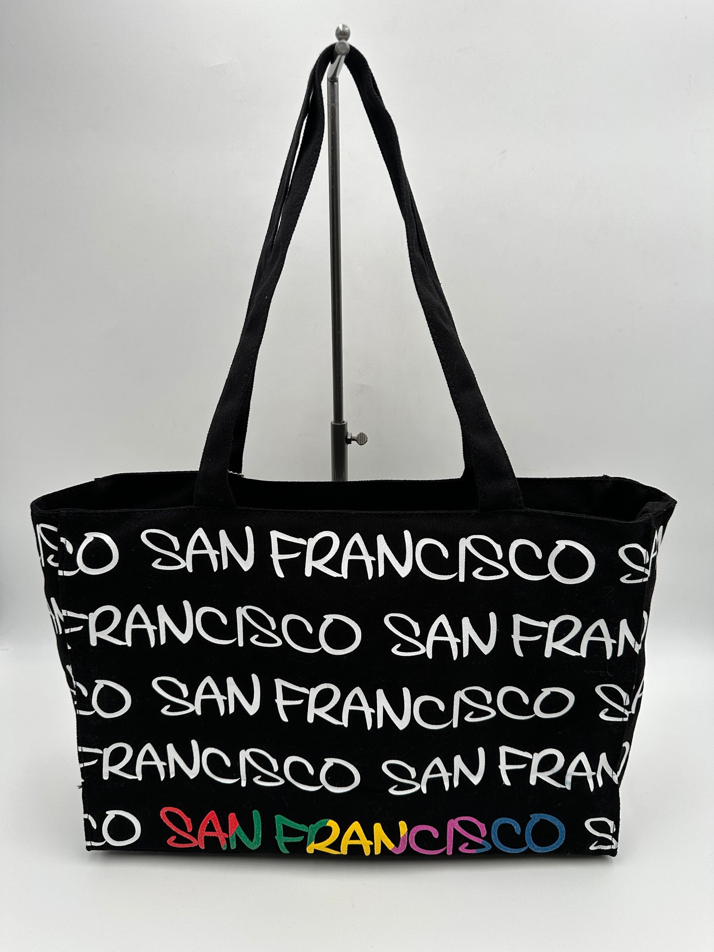 Robin Ruth Black with White "San Francisco" Canvas Tote Bag, new/NWT