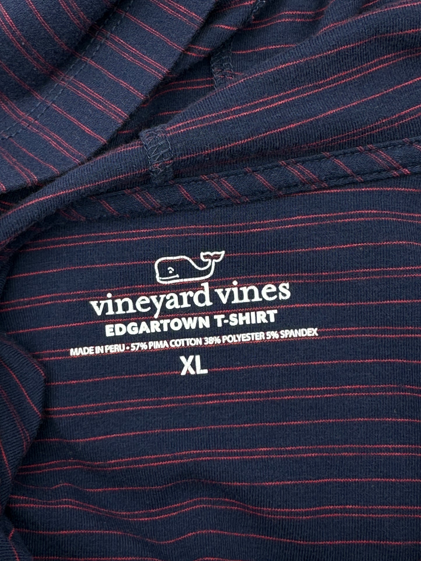 Vineyard Vines Men's Size XL Navy Blue with Red Stripes Edgartown Long-Sleeve Hoodie Tee
