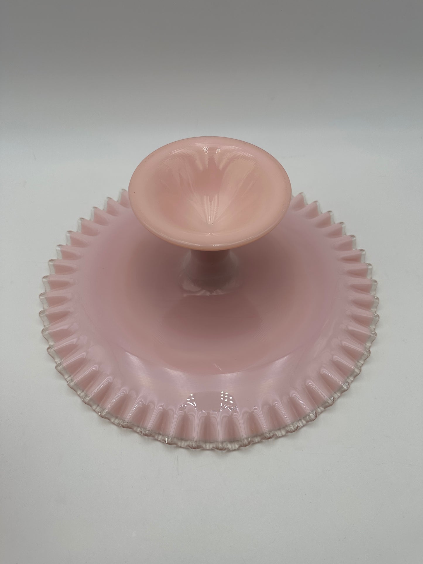 Fenton Pink Silver Crest Cake Plate, Vintage