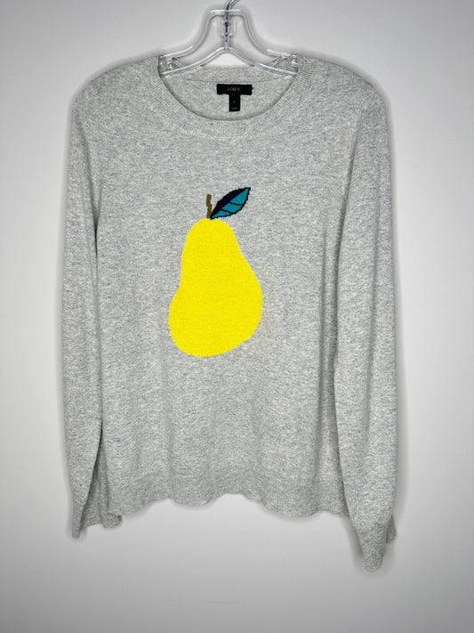 J.Crew Size L Light Gray Crew Neck Pear Sweater