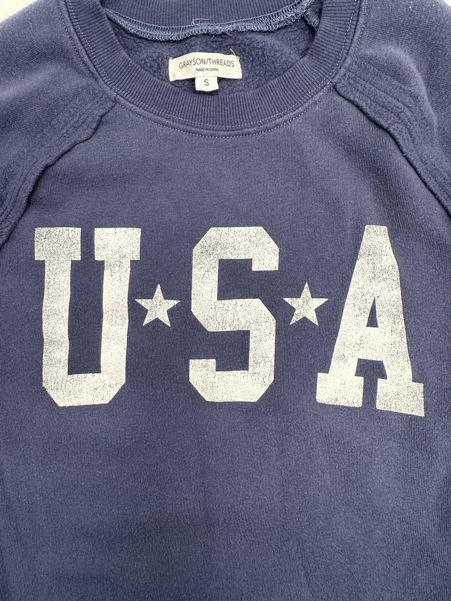 Grayson/Threads Size S Blue "USA" Fleece Top Sweatshirt