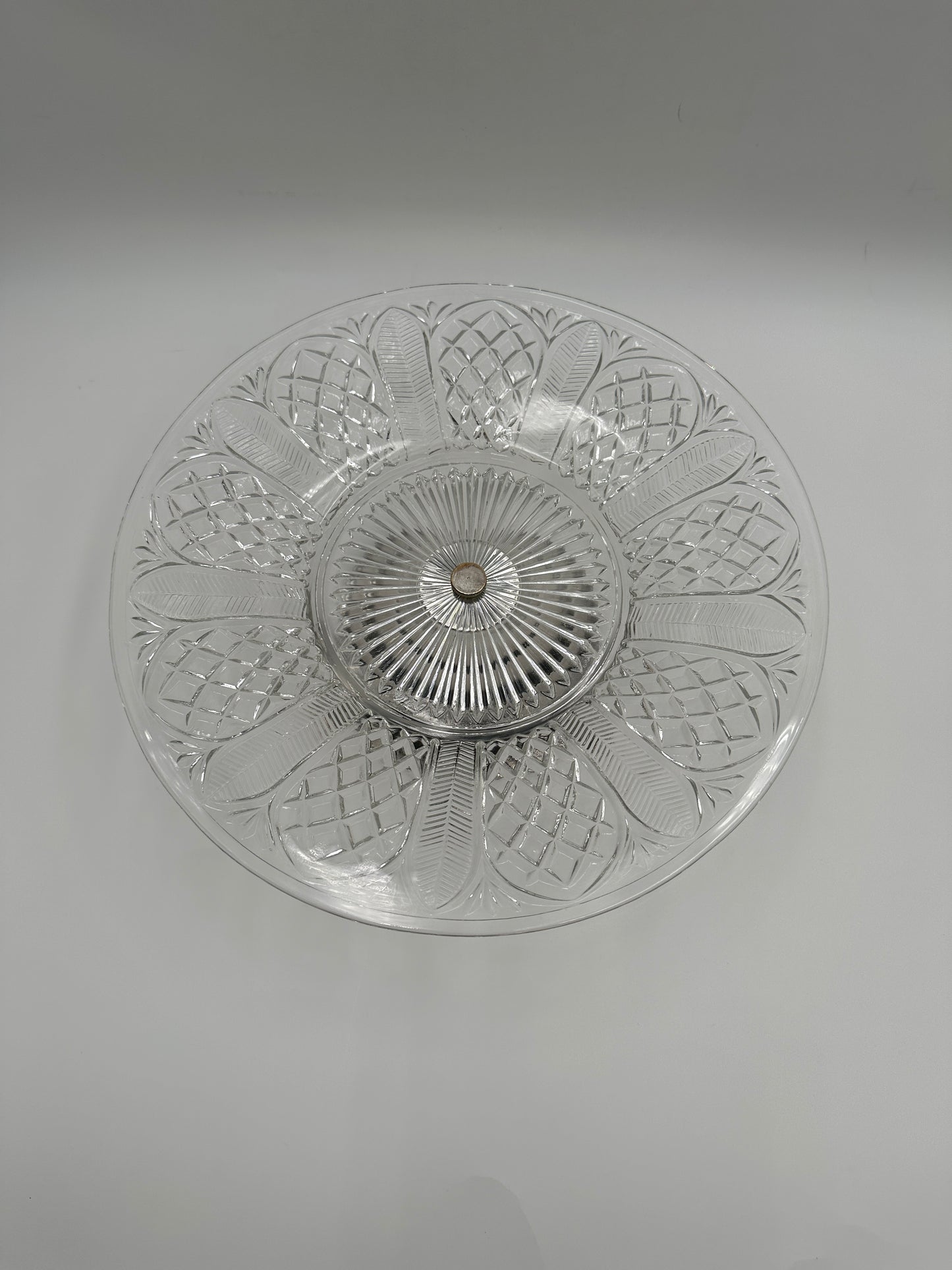 Glass Vintage Cake Stand with Silver Plated Base