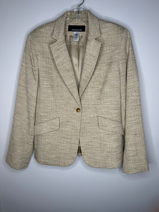 Jones New York Size 10 Tan Textured Suit Jacket Blazer
