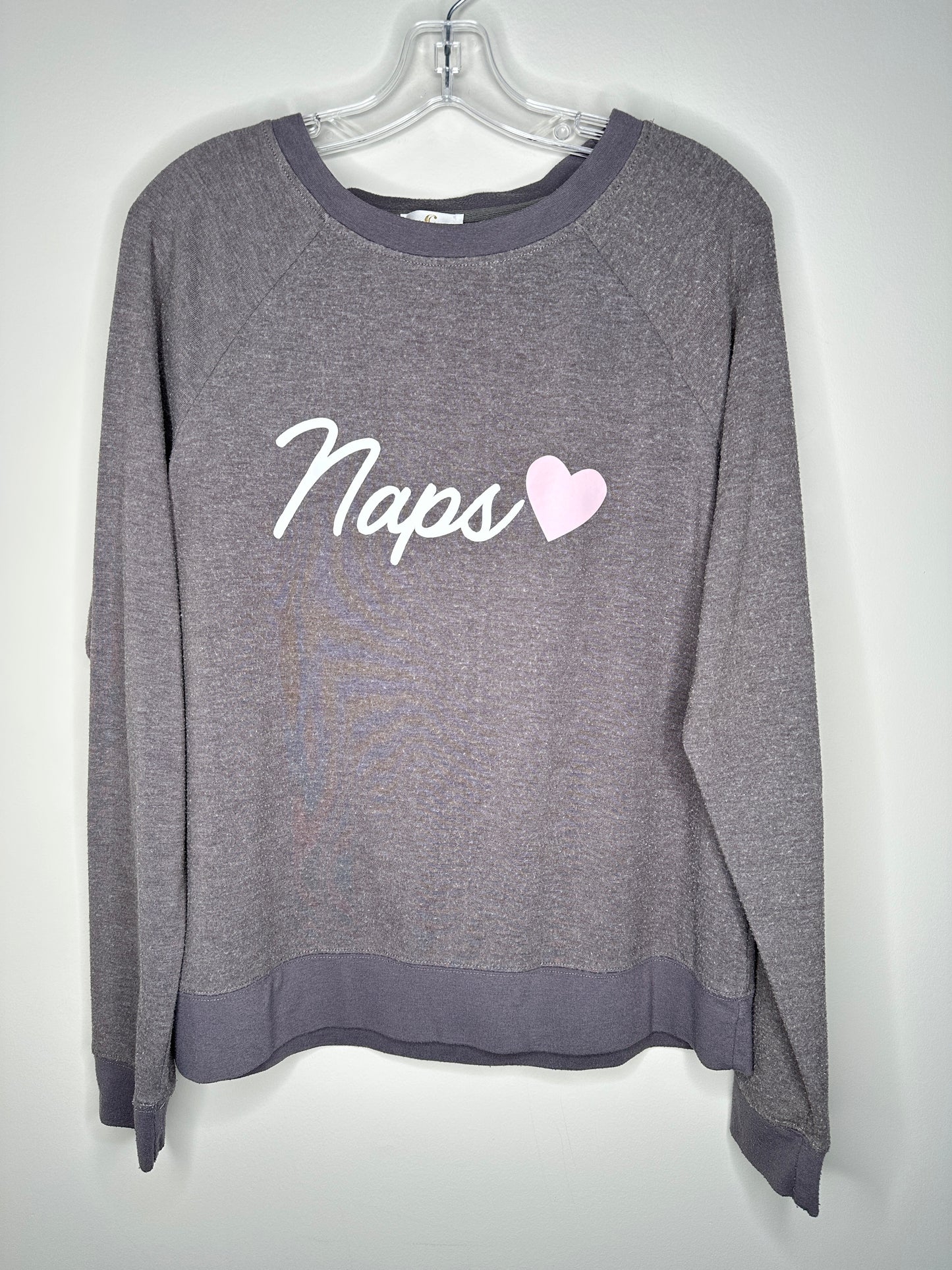 C Apparel Size L Brown Heather Long Sleeve "Naps" Top