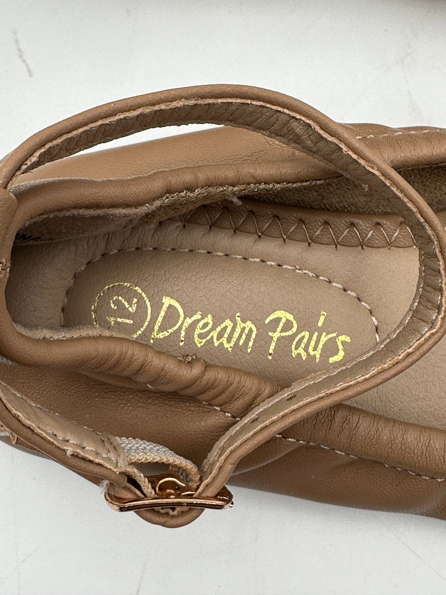 Dream Pairs Girls' Size 12 Tan Ankle Strap Ballet Shoes Dance Slippers Dress Shoes