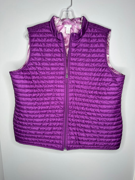 Weekends by Chico's Size 3 (XL) Magenta Quilted Full-Zip Vest