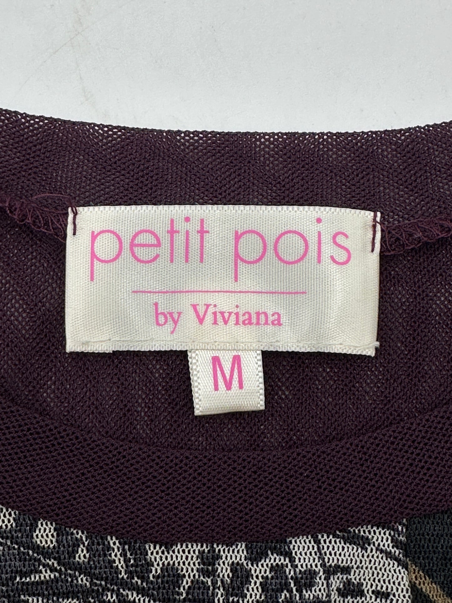 Petit Pois by Viviana Size M Plum Printed Long Sleeve Lightweight Top