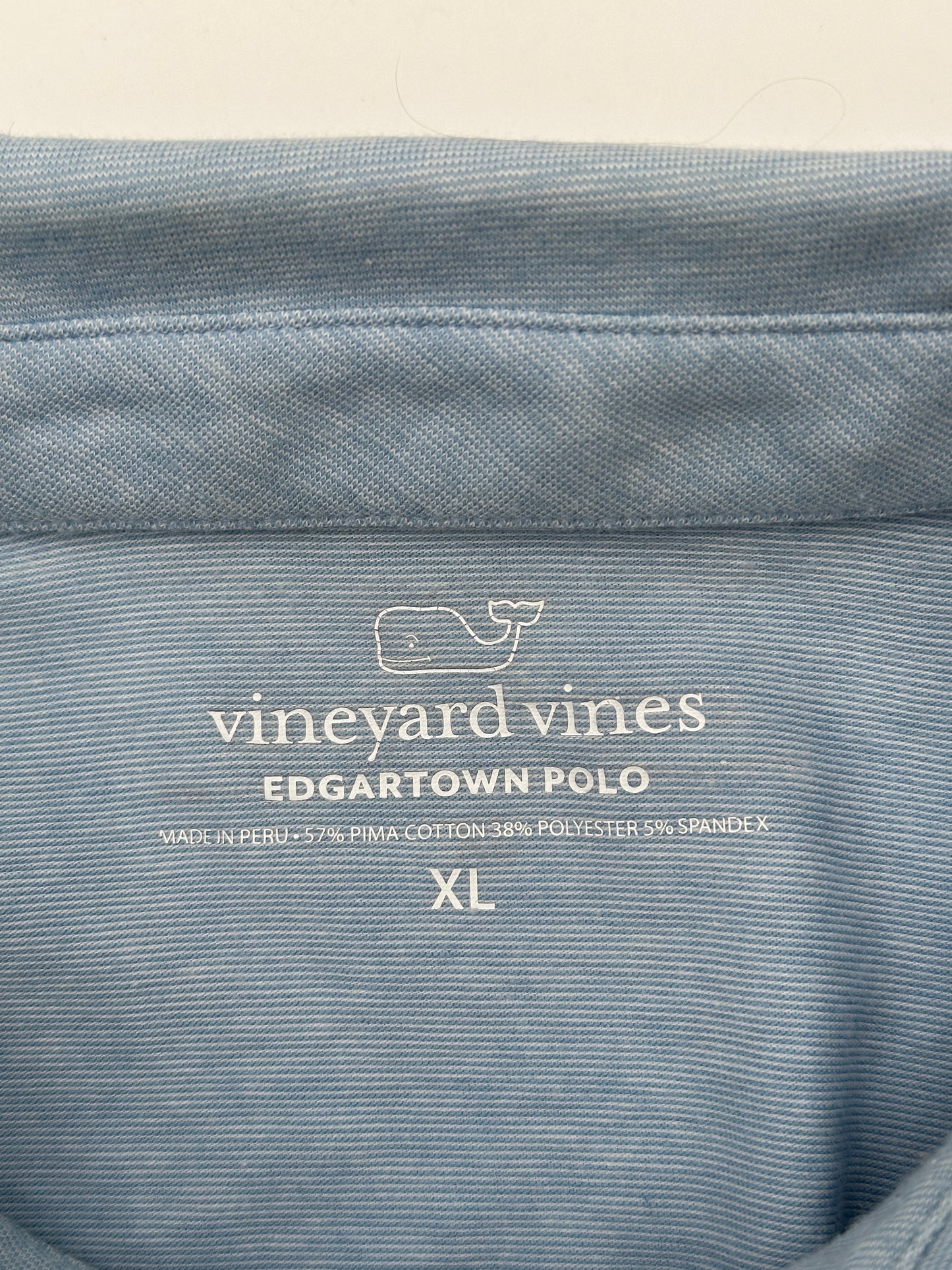 Vineyard Vines Men's Size XL Light Blue with Navy Stripes Edgartown Polo
