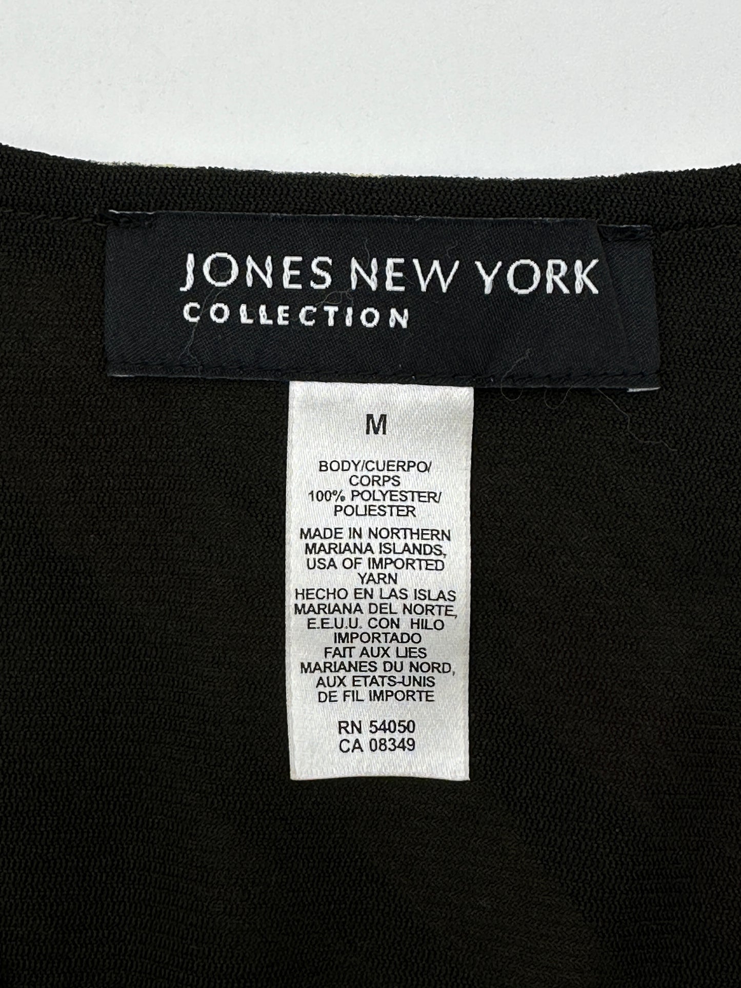 Jones New York Size M Multi-Colored V-Neck Short Sleeve Top