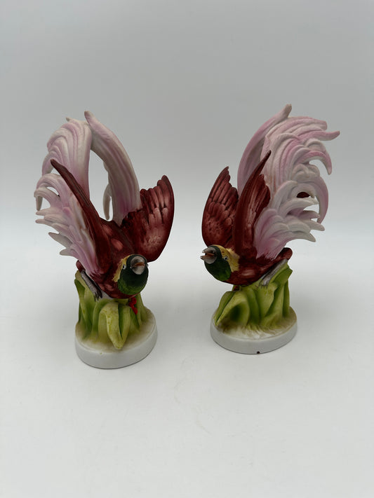 Lefton Hand Painted Vintage Bird of Paradise KW140A, set of 2