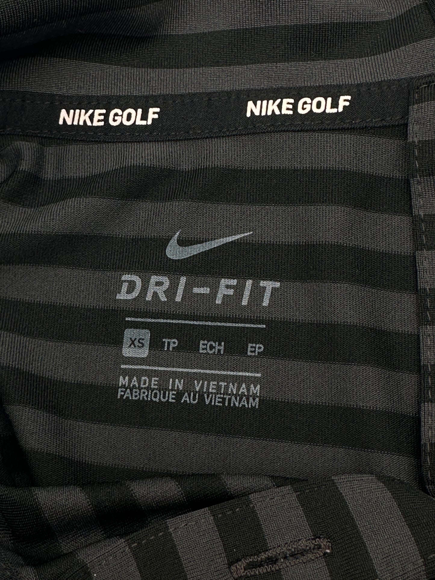 Nike Golf Size XS Black & Gray Striped Sleeveless Dri-Fit Polo Top