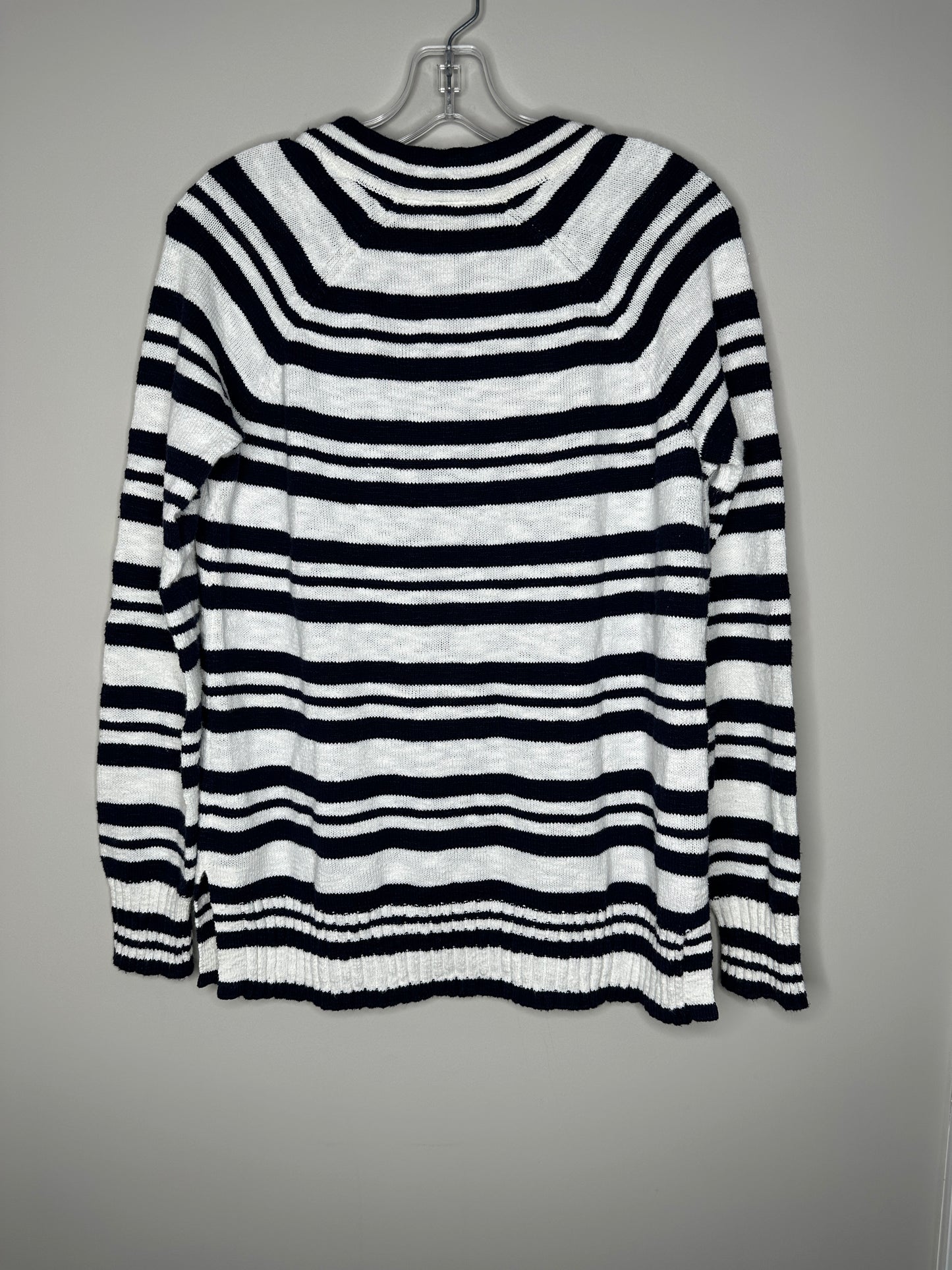 GAP Size S Navy & White Striped V-Neck Pullover Sweater