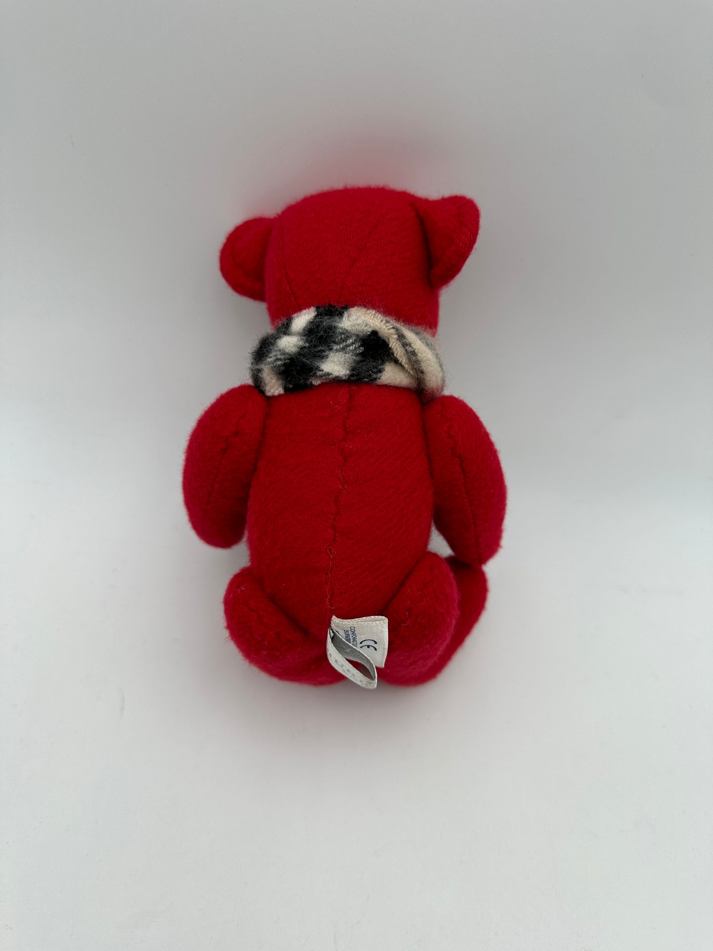Burberry Red Cashmere Small Teddy Bear with Plaid Scarf