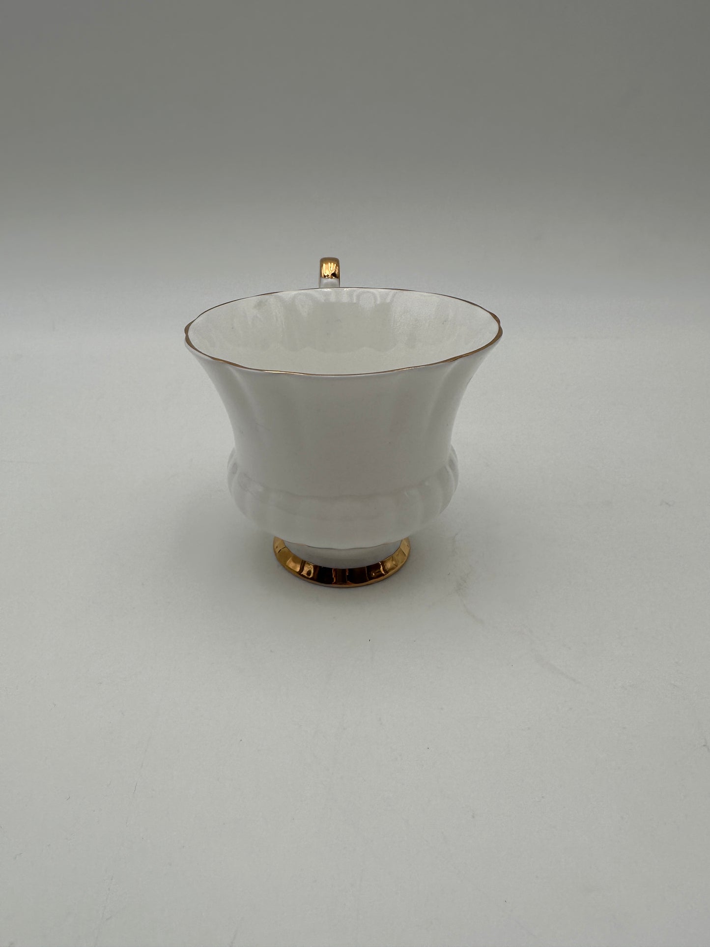 Society White w/Gold Trim Bone China Footed Cup Mug