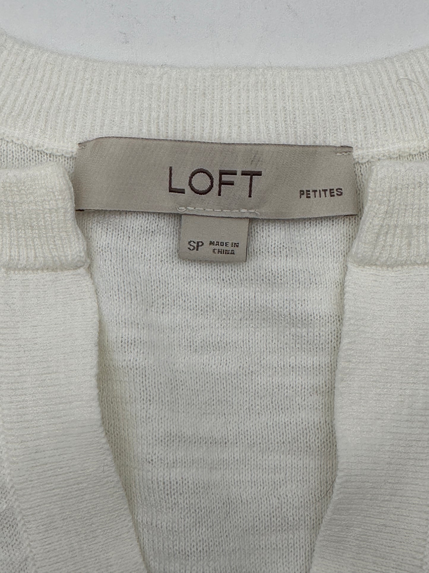 LOFT Size SP Winter White Split-Neck 3/4 Sleeve Top