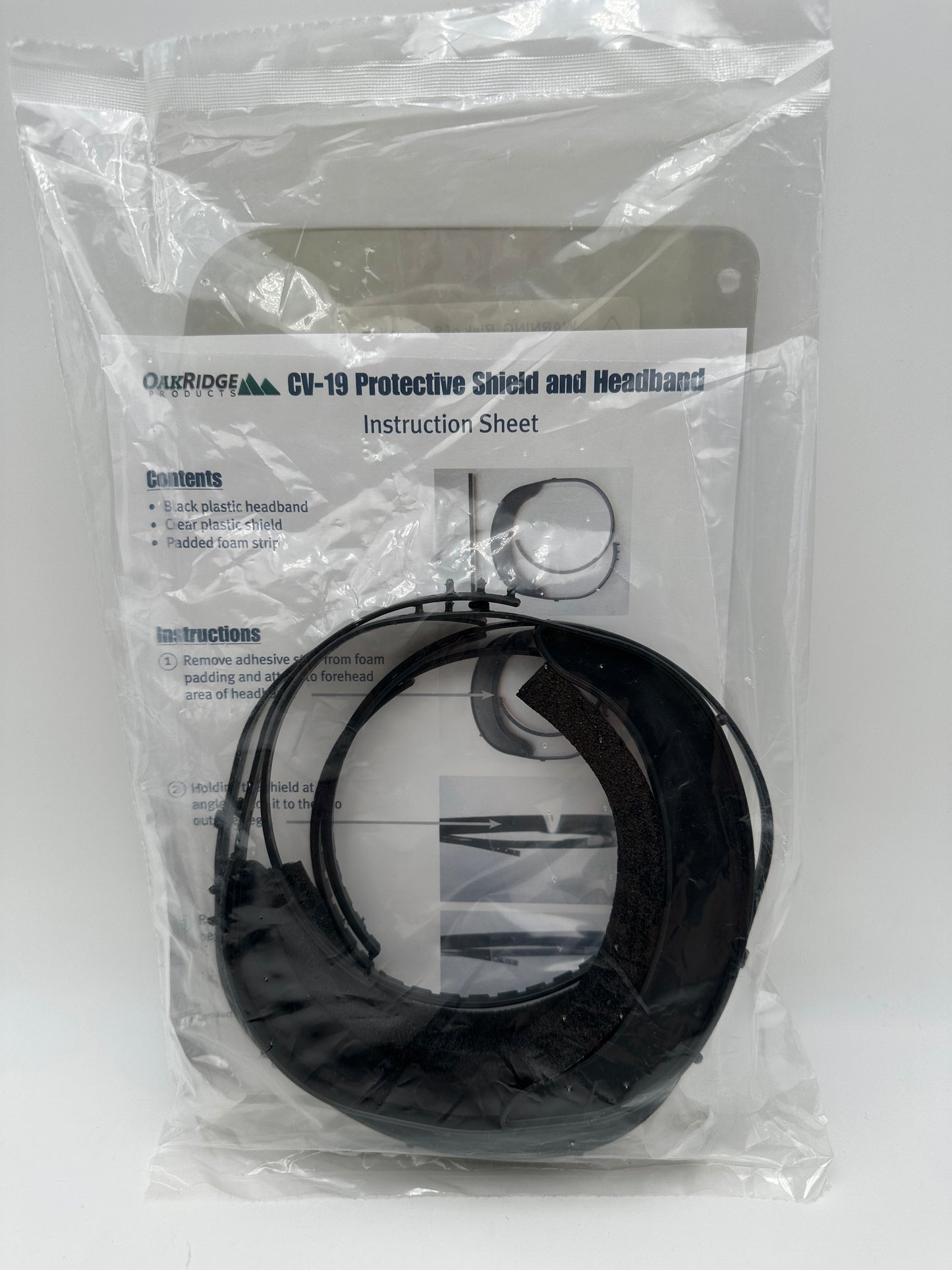 Oakridge Products CV-19 Protective Shield and Headband, 3 pack - new in package